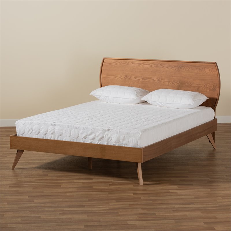 Bowery Hill Walnut Brown Finished Wood Queen Size Platform Bed