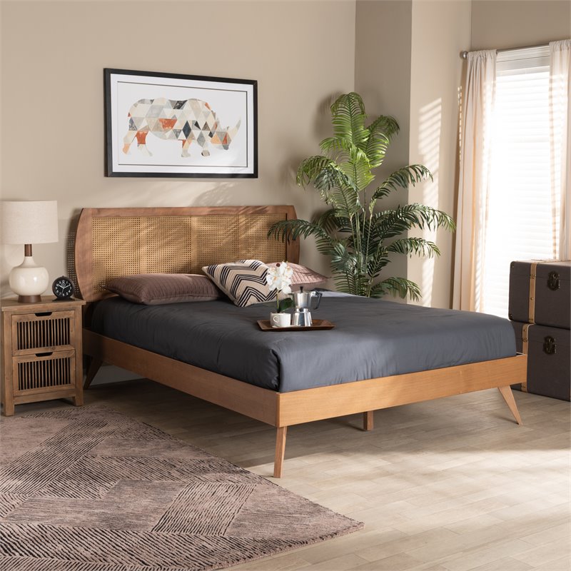 Bowery Hill Walnut Brown Finished Wood Queen Size Platform Bed
