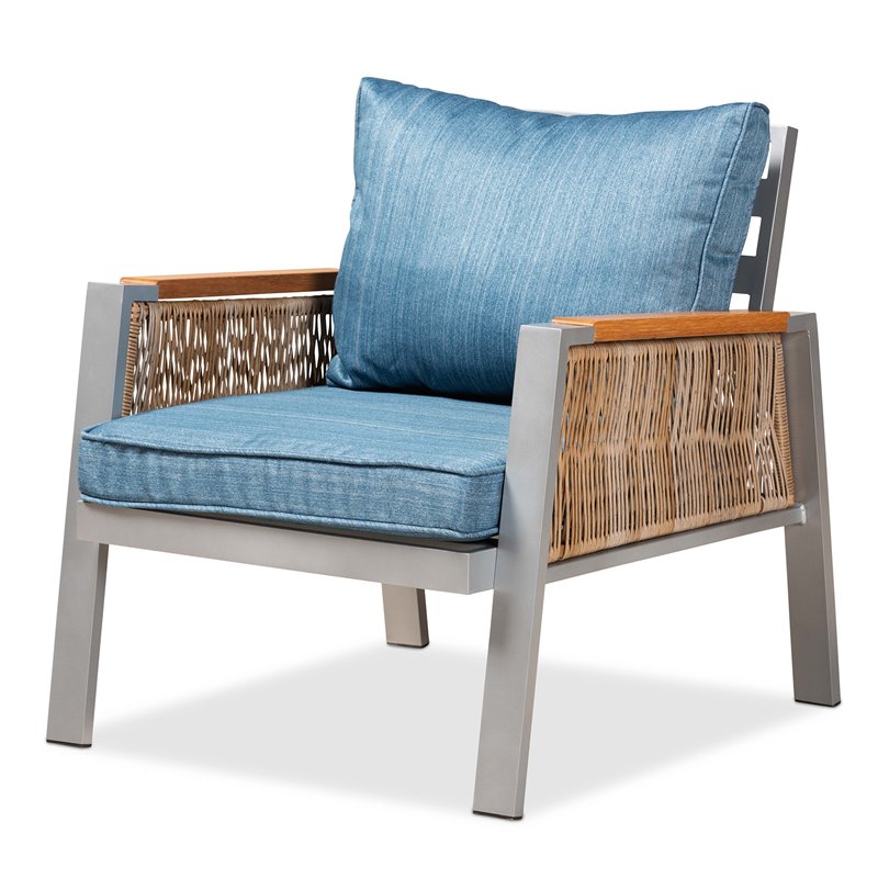 Bowery Hill Modern Blue Grey Brown Finished Patio Lounge Set