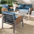 Bowery Hill Modern Blue Grey Brown Finished Patio Lounge Set