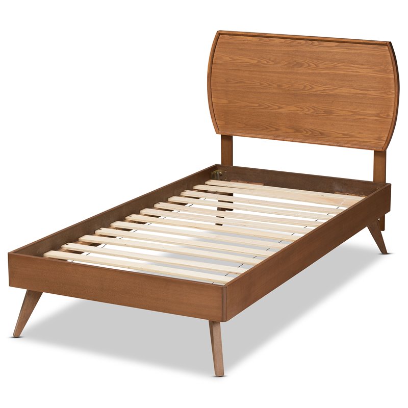Bowery Hill Walnut Brown Finished Wood Twin Size Platform Bed