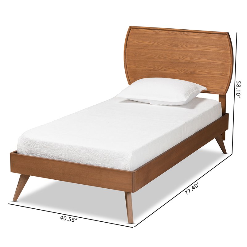 Bowery Hill Walnut Brown Finished Wood Twin Size Platform Bed