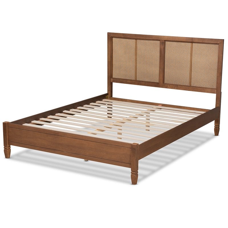 Bowery Hill Walnut Brown Finished Wood Queen Size Platform Bed