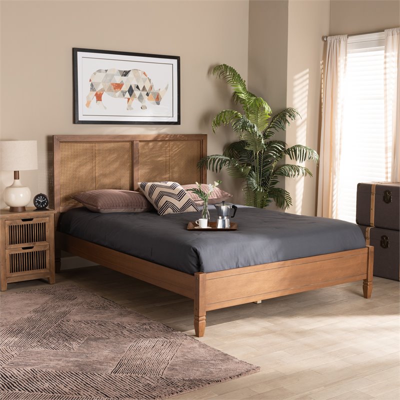 Bowery Hill Walnut Brown Finished Wood Queen Size Platform Bed