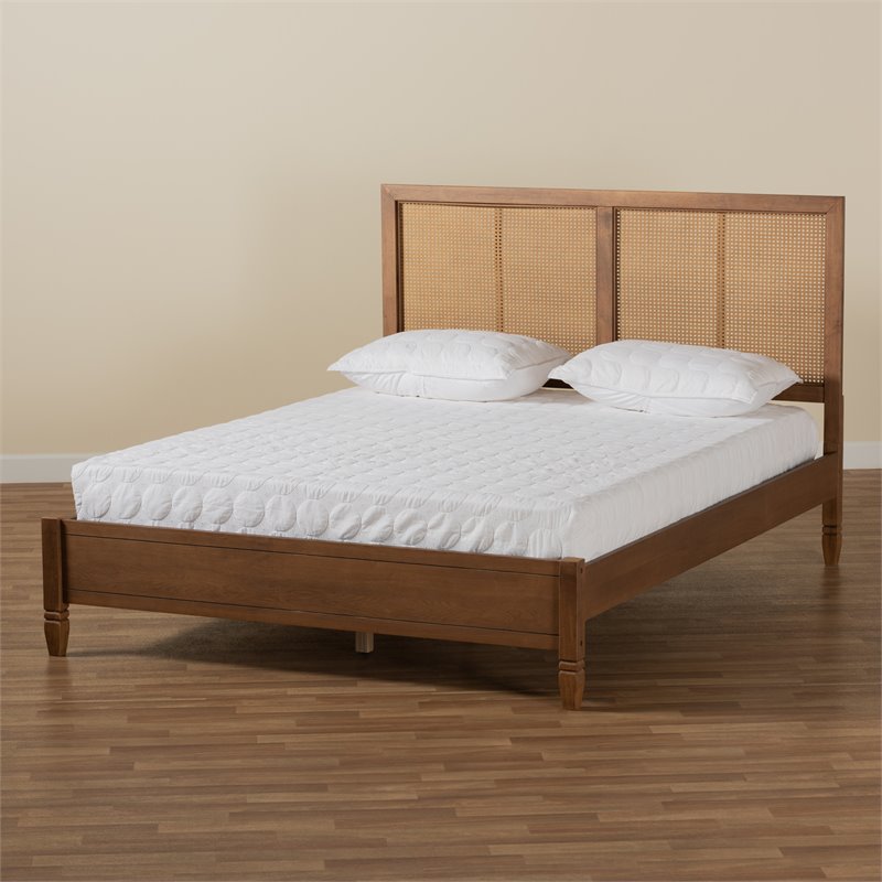 Bowery Hill Walnut Brown Finished Wood Queen Size Platform Bed