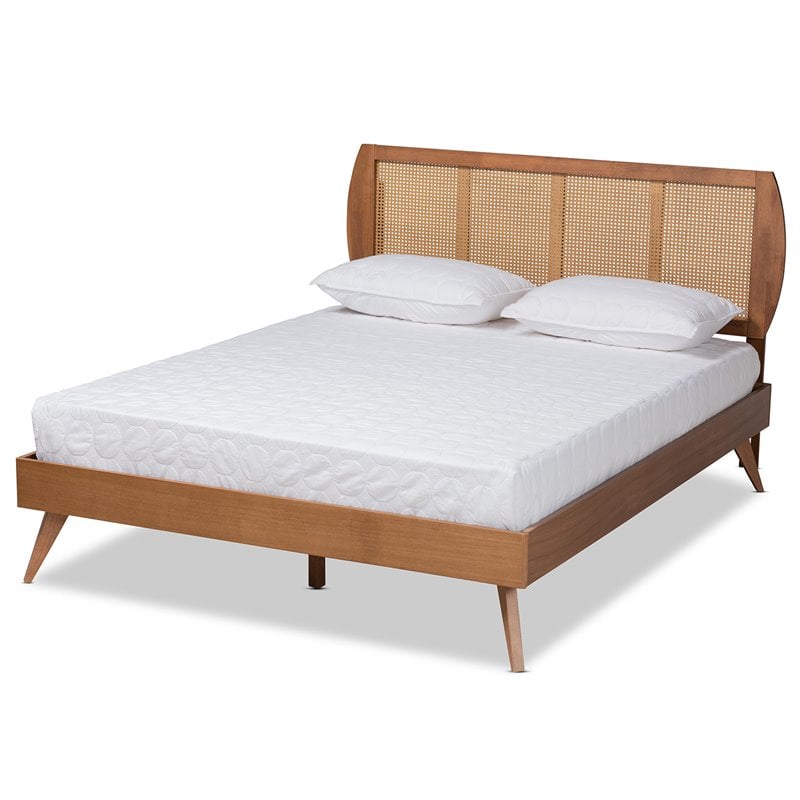Bowery Hill Walnut Brown Finished Wood King Size Platform Bed