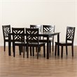 Bowery Hill Dark Brown Finished Wood 7-Piece Dining Set