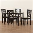 Bowery Hill Dark Brown Finished Wood 5-Piece Dining Set