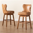 Bowery Hill Tan Brown Finished Wood 2-Piece Swivel Bar Stool Set