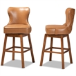 Bowery Hill Tan Brown Finished Wood 2-Piece Swivel Bar Stool Set