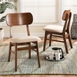 Bowery Hill Sand and Brown Finished Wood 2-Piece Dining Chair Set