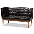 Bowery Hill Faux Leather Walnut Brown Dining Nook Banquette Set Biscuit Tufted 74.4