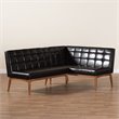 Bowery Hill Faux Leather Walnut Brown Dining Nook Banquette Set Biscuit Tufted 74.4