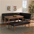 Bowery Hill Brown Finished Wood 4-Piece Dining Nook Set