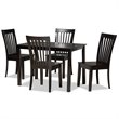 Bowery Hill Dark Brown Finished Wood 5-Piece Dining Set