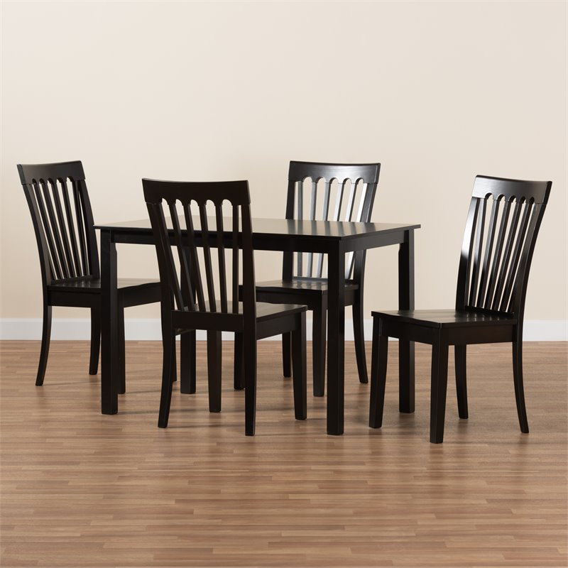 Bowery Hill Dark Brown Finished Wood 5-Piece Dining Set