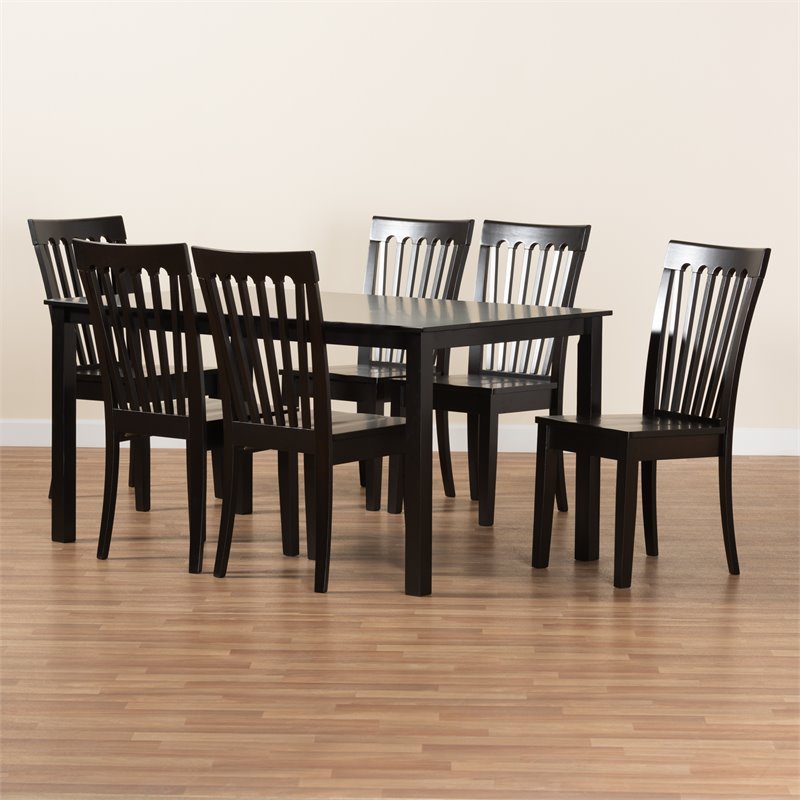 Bowery Hill Dark Brown Finished Wood 7-Piece Dining Set