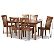 Bowery Hill Walnut Brown Finished Wood 7-Piece Dining Set