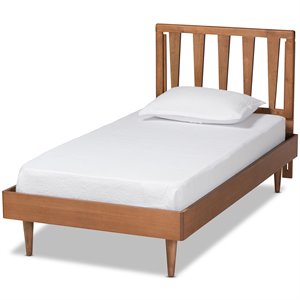 Bowery Hill Walnut Brown Finished Wood Twin Size Platform Bed