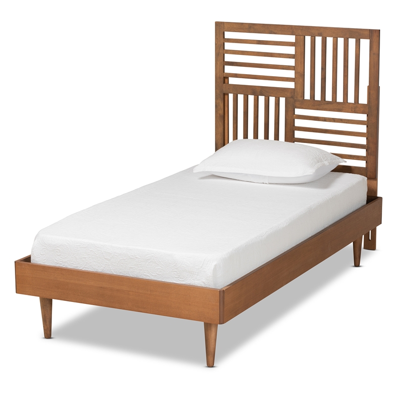 Bowery Hill Walnut Brown Finished Wood Twin Size Platform Bed