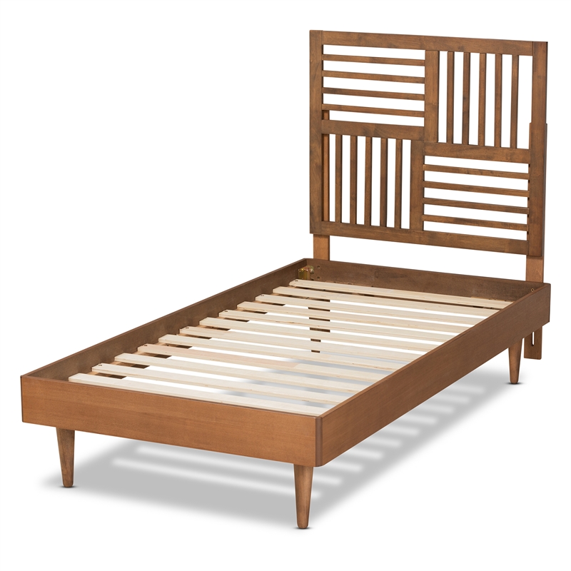 Bowery Hill Walnut Brown Finished Wood Twin Size Platform Bed