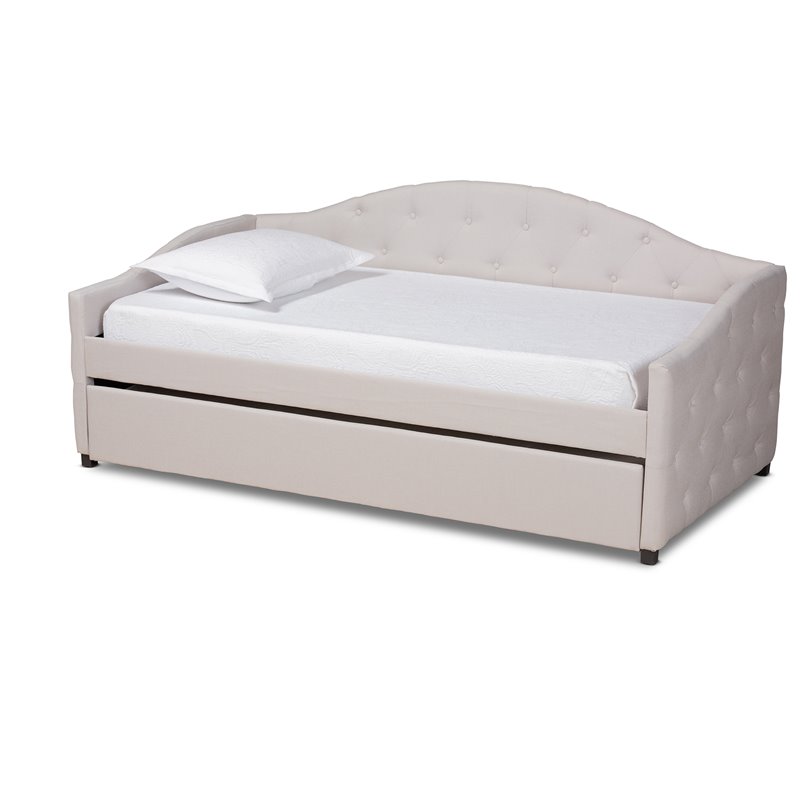 Bowery Hill Transitional Brown Beige Twin Size Daybed with Trundle