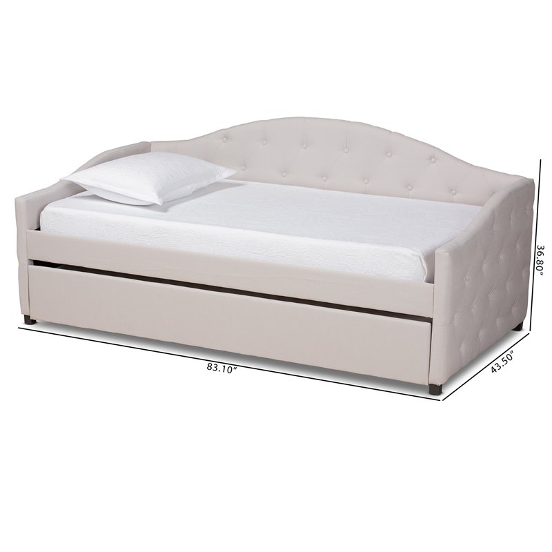 Bowery Hill Transitional Brown Beige Twin Size Daybed with Trundle