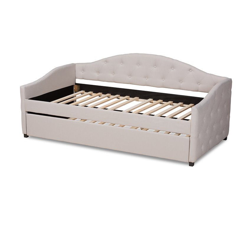 Bowery Hill Transitional Brown Beige Twin Size Daybed with Trundle