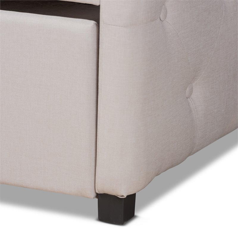 Bowery Hill Transitional Brown Beige Twin Size Daybed with Trundle