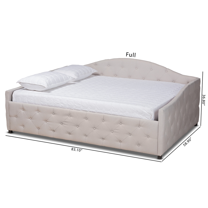 Bowery Hill Transitional Fabric Full Size Daybed in Beige/Black