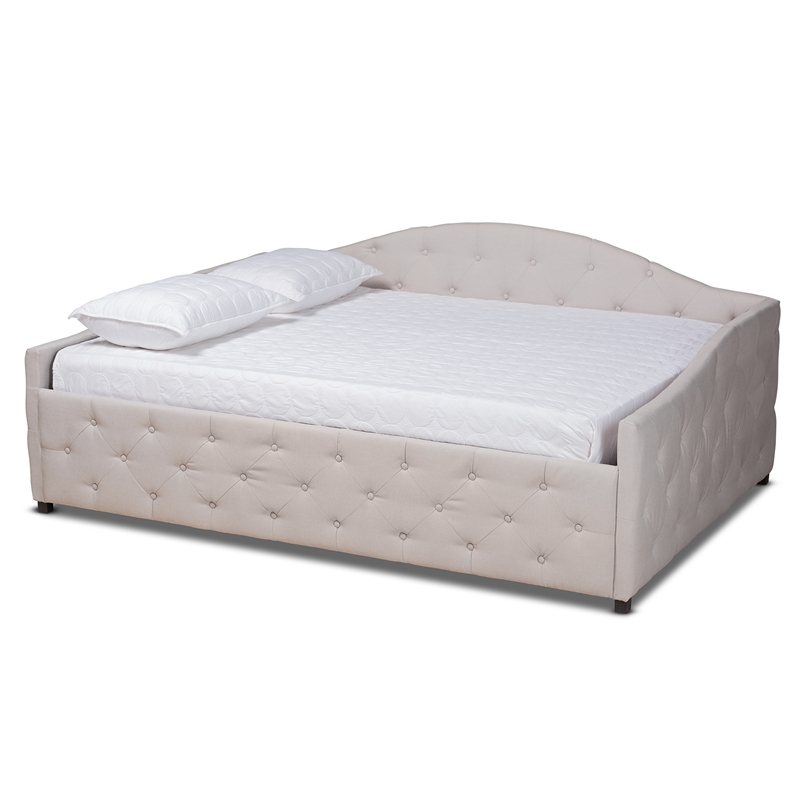 Bowery Hill Transitional Fabric Full Size Daybed in Beige/Black