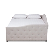 Bowery Hill Transitional Fabric Queen Size Daybed with Trundle in Beige