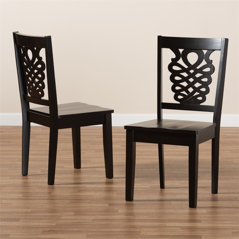 Bowery Hill Dark Brown Finished Wood 2-Piece Dining Chair Set