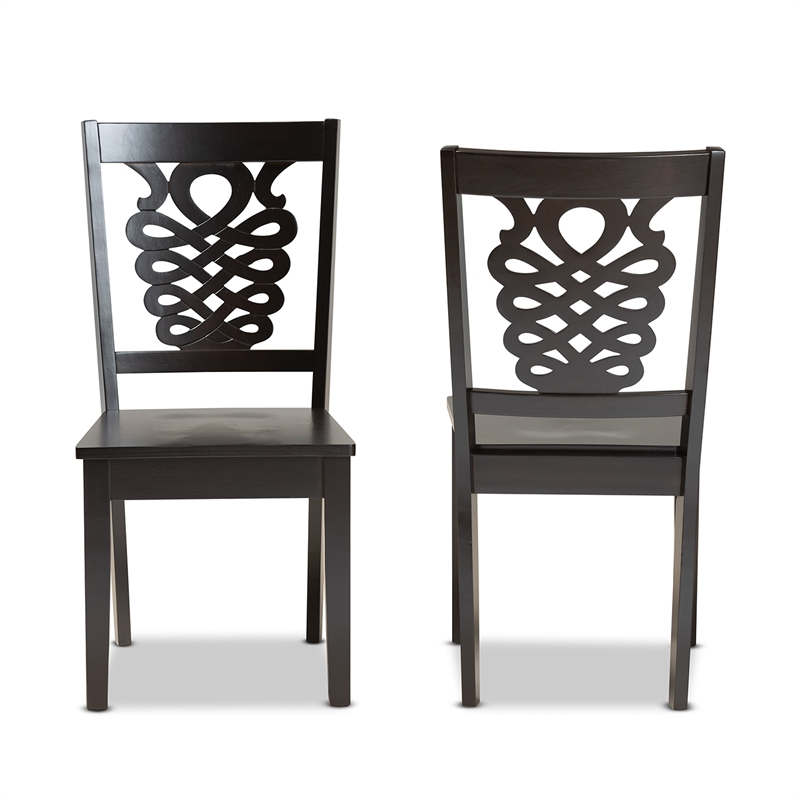 Bowery Hill Dark Brown Finished Wood 2-Piece Dining Chair Set
