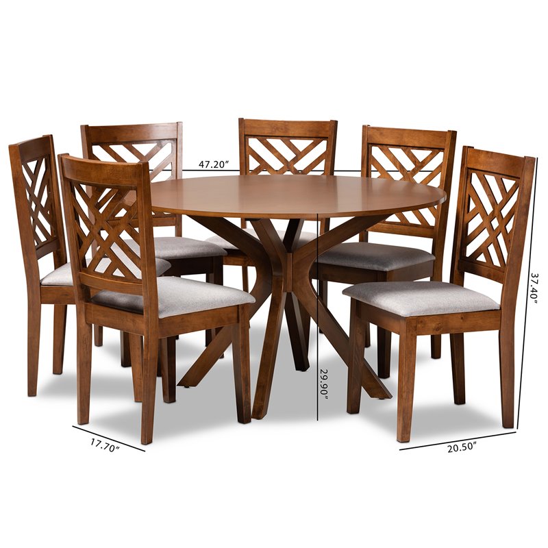 Bowery Hill Grey and Walnut Brown Finished Wood 7-Piece Dining Set