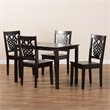 Bowery Hill Transitional Dark Brown Finished Wood 5-Piece Dining Set
