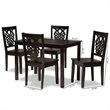 Bowery Hill Transitional Dark Brown Finished Wood 5-Piece Dining Set