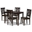 Bowery Hill Transitional Dark Brown Finished Wood 5-Piece Dining Set