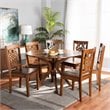 Bowery Hill Walnut Brown Finished Wood 7-Piece Dining Set