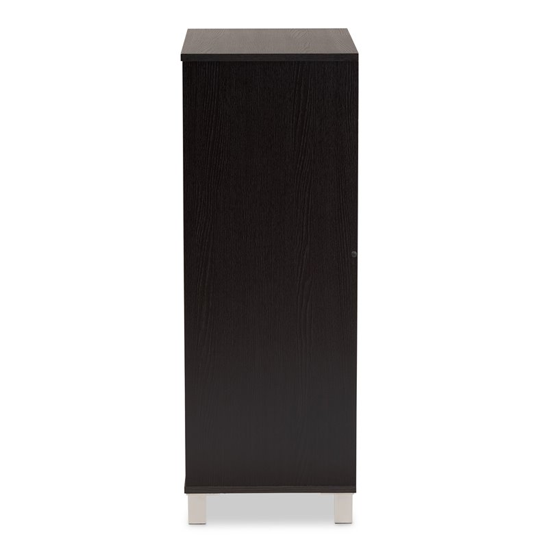Bowery Hill Dark Brown Finished Wood 2-Door Shoe Storage Cabinet