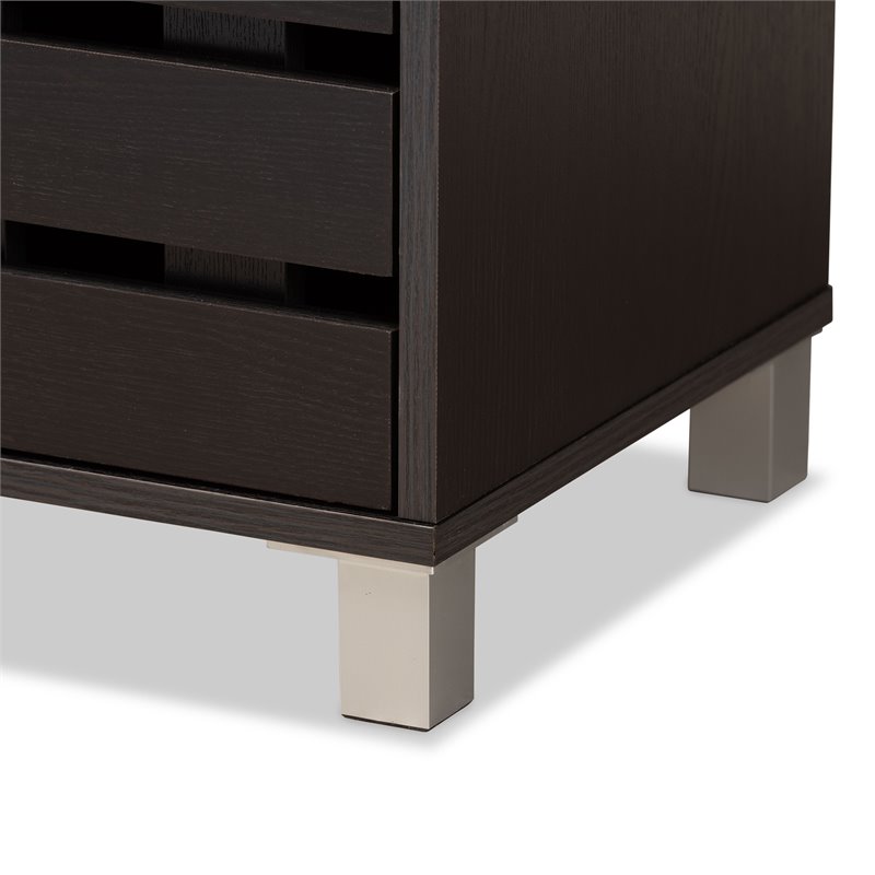 Bowery Hill Dark Brown Finished Wood 2-Door Shoe Storage Cabinet