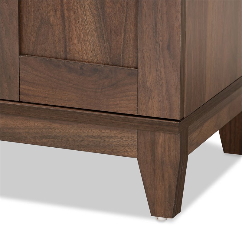 Bowery Hill Walnut Brown Finished Wood 2-Door Shoe Storage Cabinet