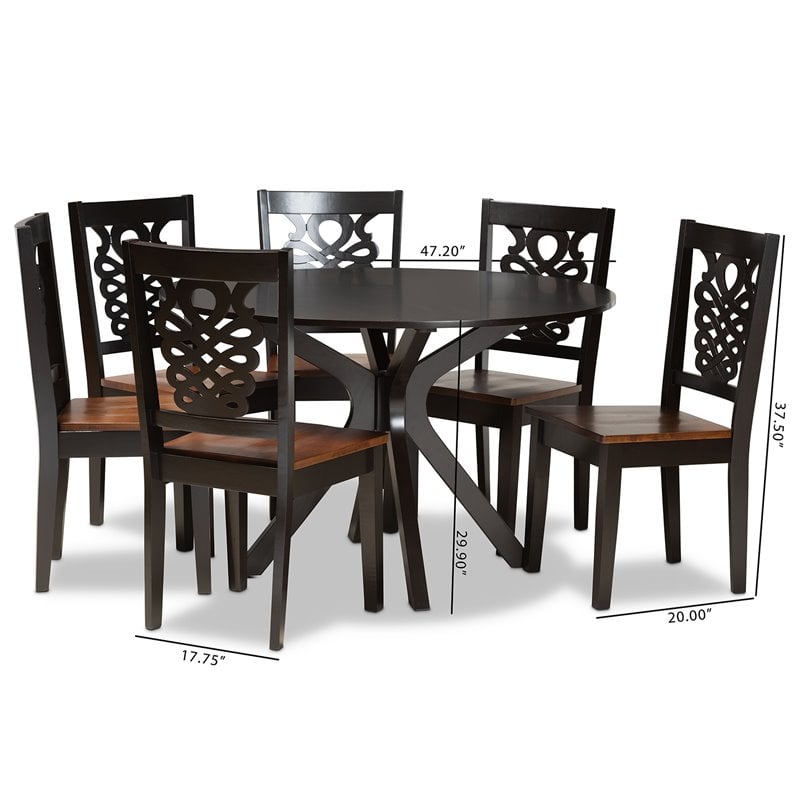 Bowery Hill Two-Tone Brown Finished Wood 7-Piece Dining Set