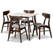 Bowery Hill Grey Finished Wood 5-Piece Dining Set with Table