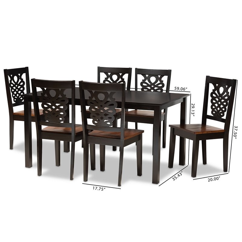 Bowery Hill Two-Tone Brown Finished Wood 7-Piece Dining Set