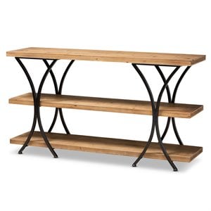 Bowery Hill Brown Finished Wood and Black Finished Metal Console Table