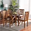 Bowery Hill Walnut Brown Finished Wood 5-Piece Dining Set