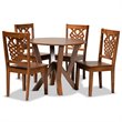 Bowery Hill Walnut Brown Finished Wood 5-Piece Dining Set