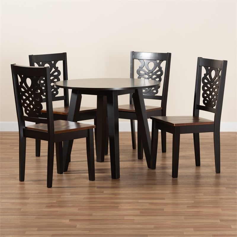 Bowery Hill Two-Tone Brown Finished Wood 5-Piece Dining Set