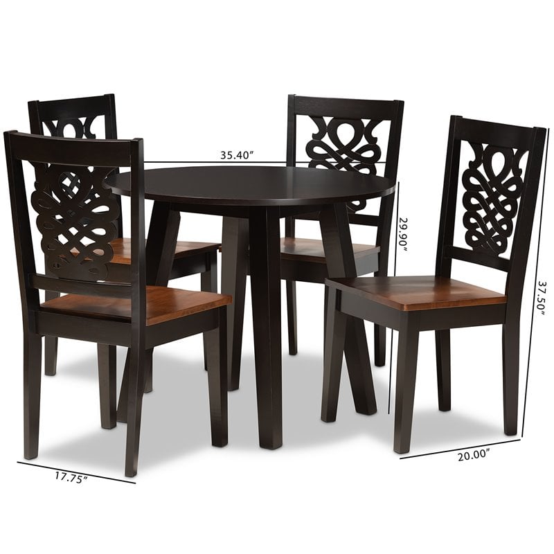 Bowery Hill Two-Tone Brown Finished Wood 5-Piece Dining Set